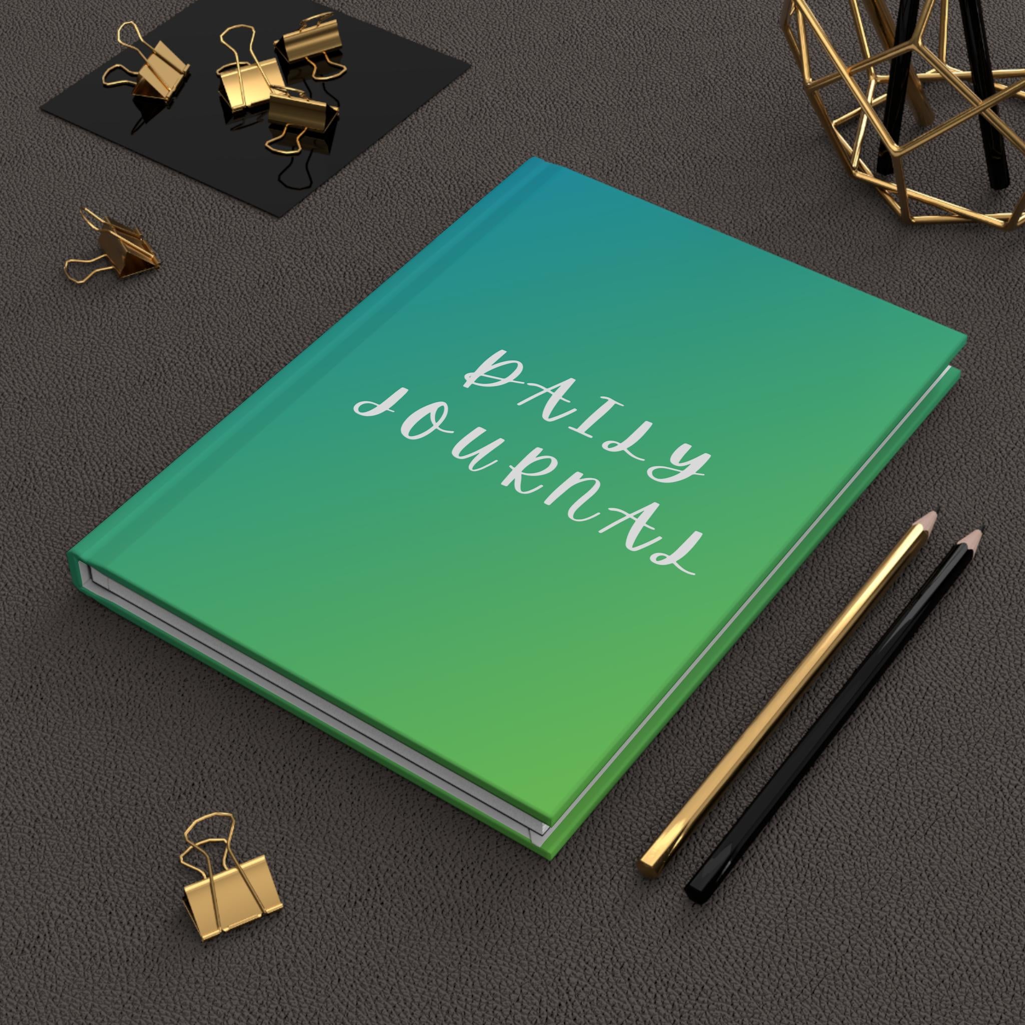 Daily Journal, Daily Planner, Writing Notebook, Eco-Friendly Journal, Gift for Writers, Inspirational Journal, Green Gradient Journal