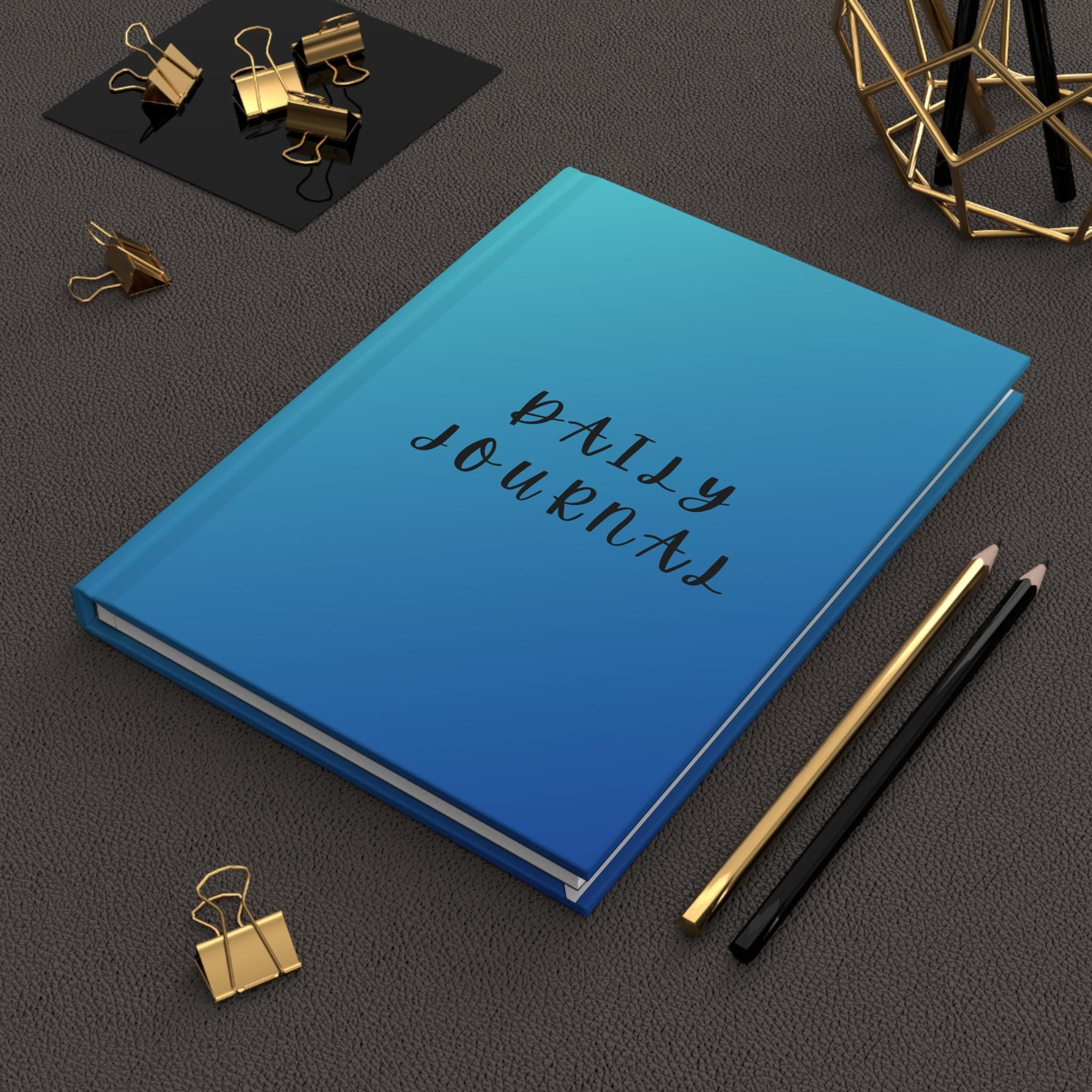 Daily Journal Hardcover Notebook, Motivational Writing, Gift for Students, Creative Reflection, Blue Gradient Design