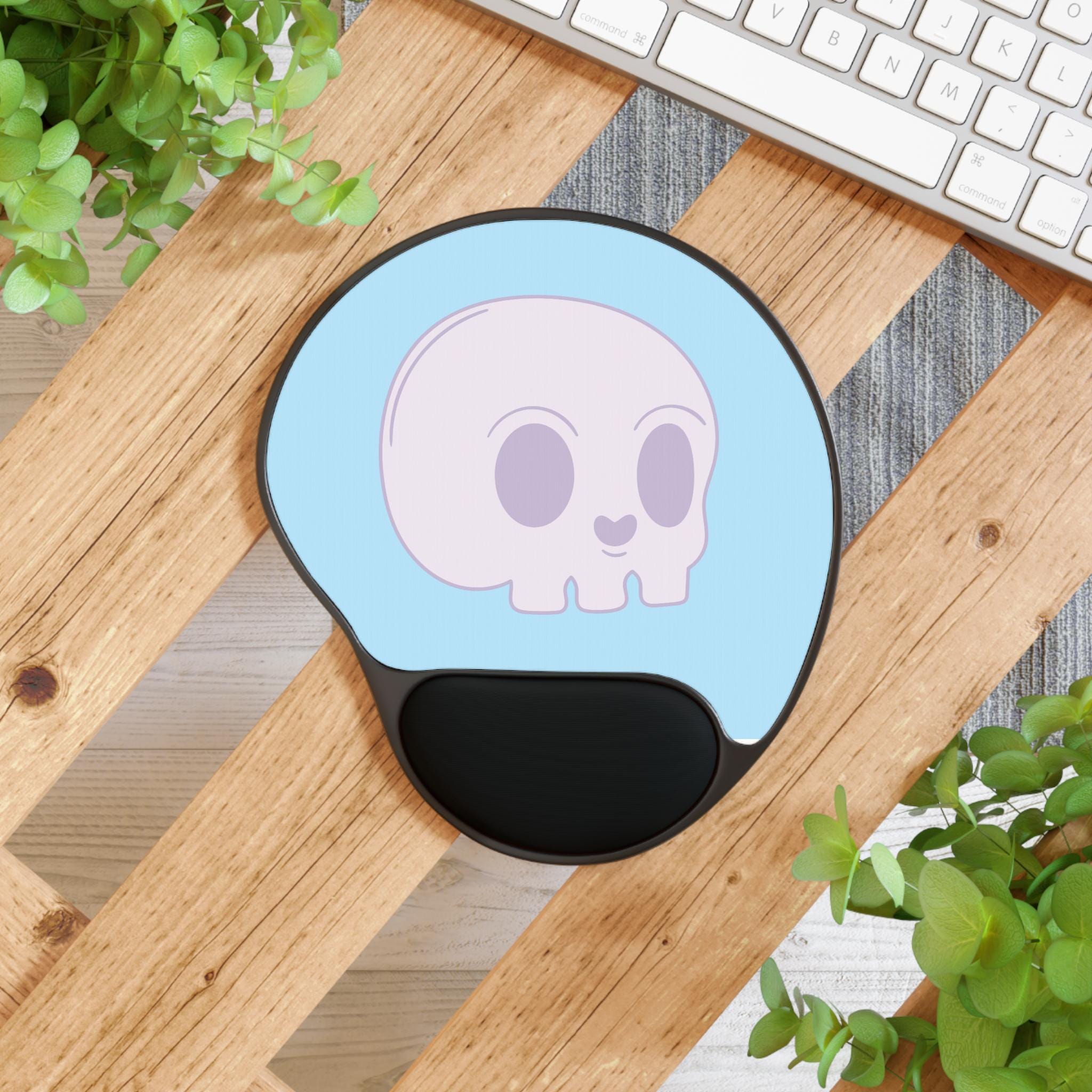 Cute Skull Mouse Pad with Wrist Rest, Gamer Gift, Office Decor, Desk Accessories, Cute Office Supplies