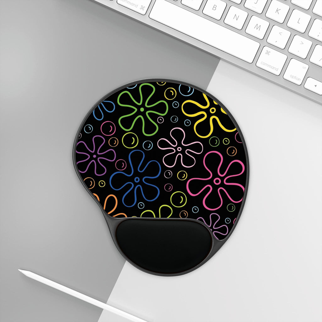 Colorful Floral Mouse Pad with Wrist Rest, Vibrant Office Decor, Gaming Mouse Pad, Flower Desk Accessory, Gift for Students