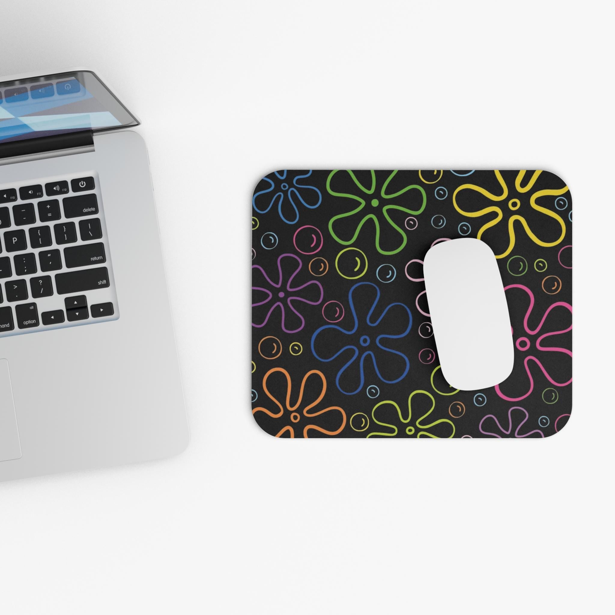 Colorful Flower Mouse Pad, Funky Desk Accessory, Office Decor, Floral Gaming Mat, Bright Computer Pad, Gift for Students
