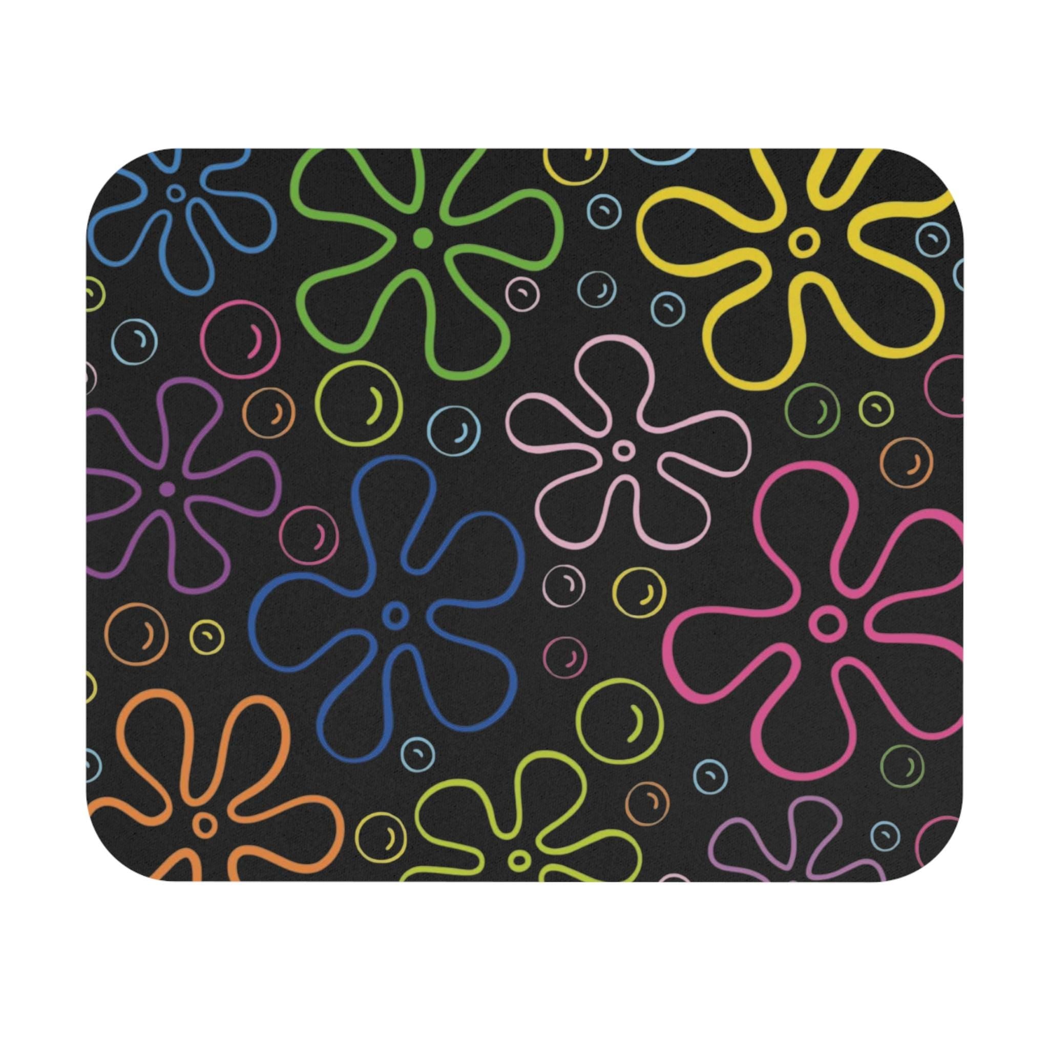 Colorful Flower Mouse Pad, Funky Desk Accessory, Office Decor, Floral Gaming Mat, Bright Computer Pad, Gift for Students