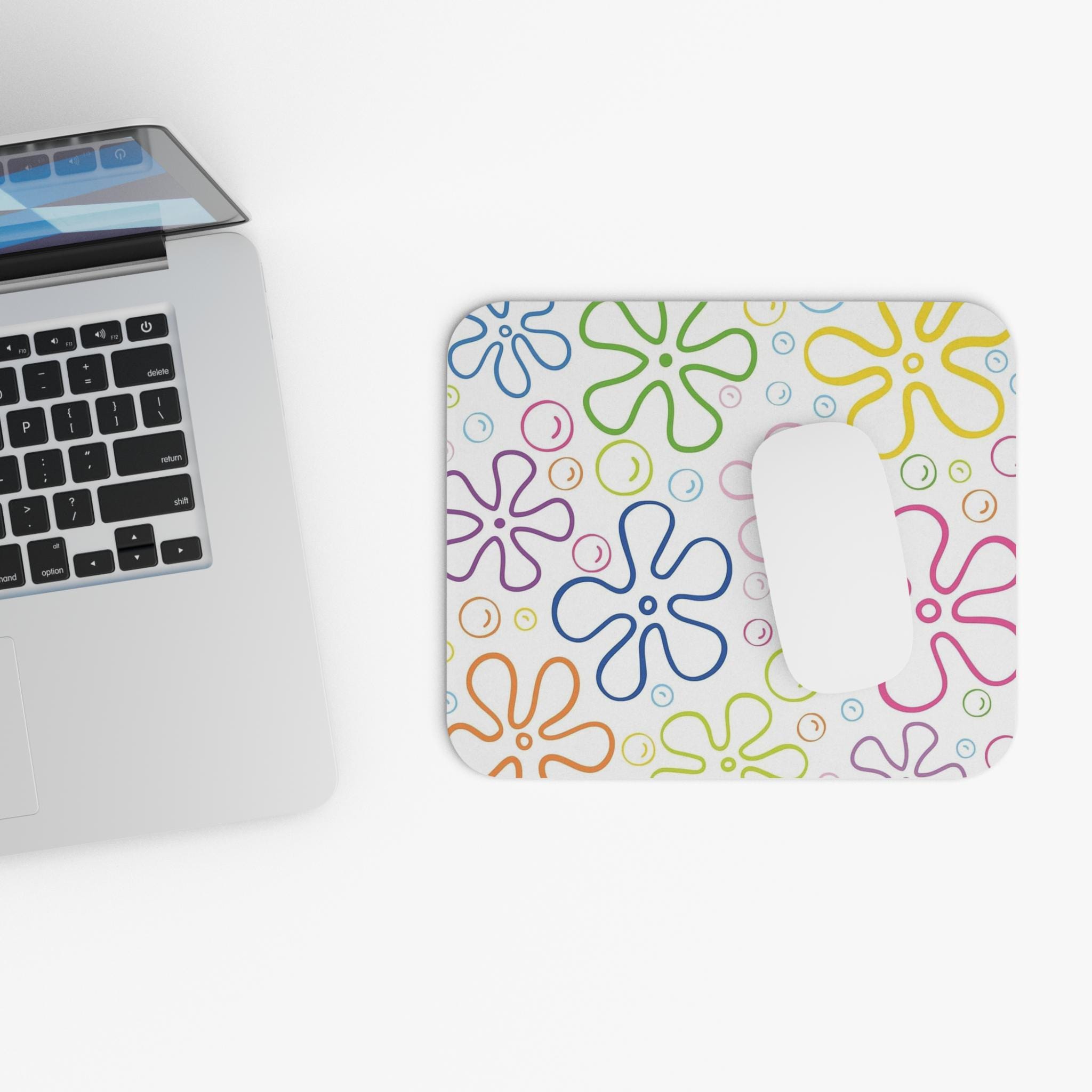 Colorful Floral Mouse Pad | Fun Desk Accessory, Office Decor, Gamer Gift, Home Office Essential, Flower Design