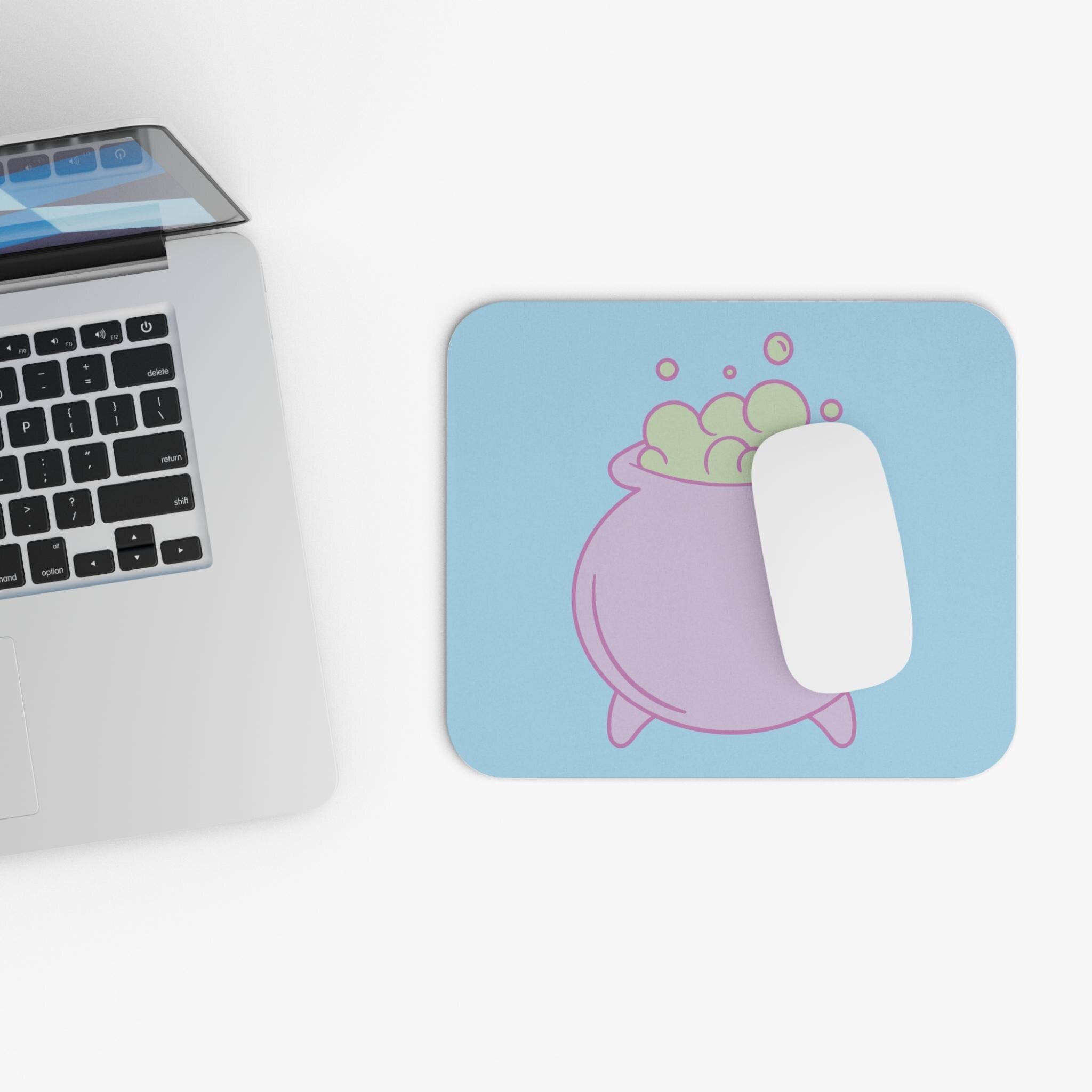 Whimsical Cauldron Mouse Pad, Cute Desk Accessory, Office Gift, Gamer Decor, Potion Lover's Mat, Fantasy Themed Workstation