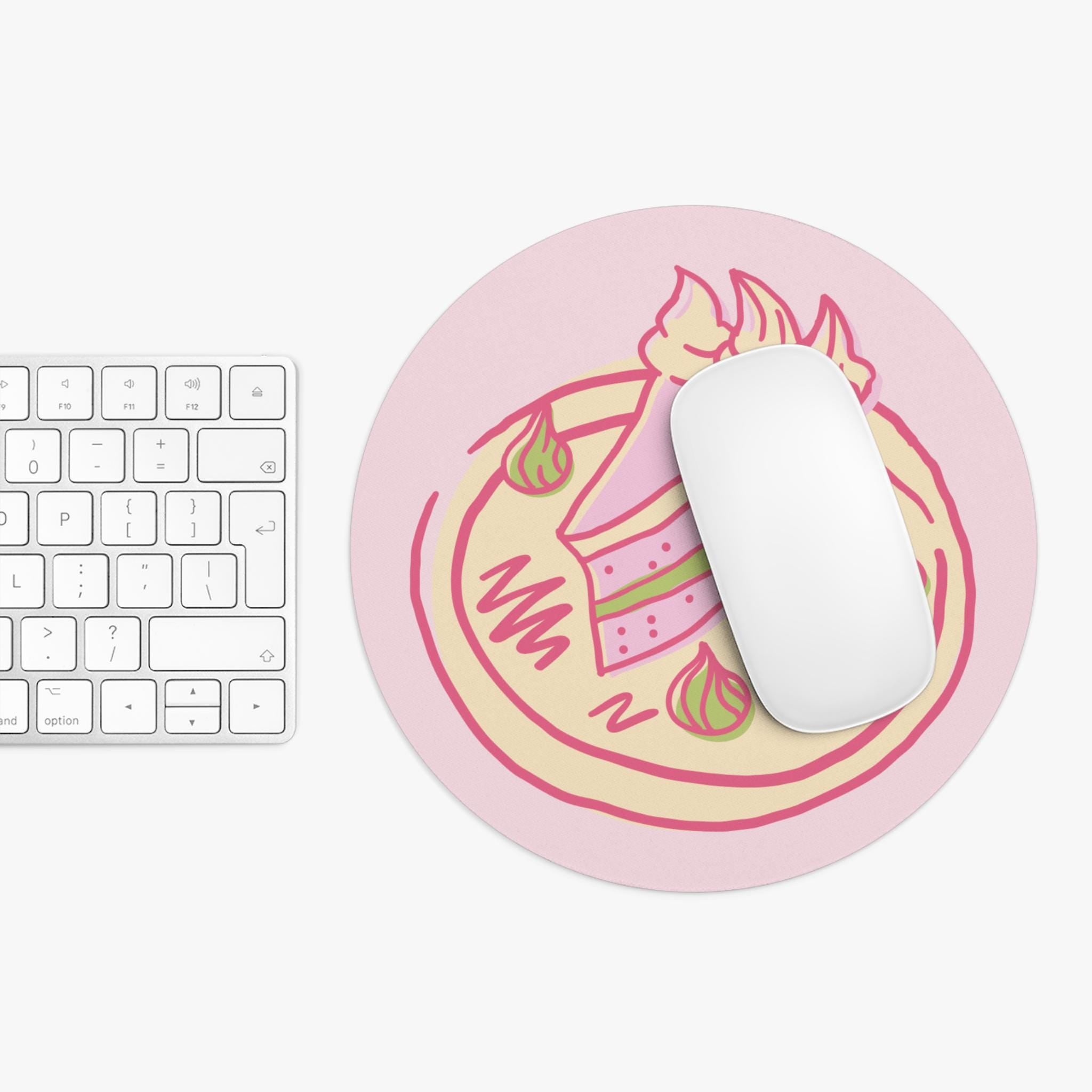 Cute Cake Design Mouse Pad for Home Office, Pink Aesthetic Desk Accessory, Gift for Bakers, Birthday, Sweet Treats Decor