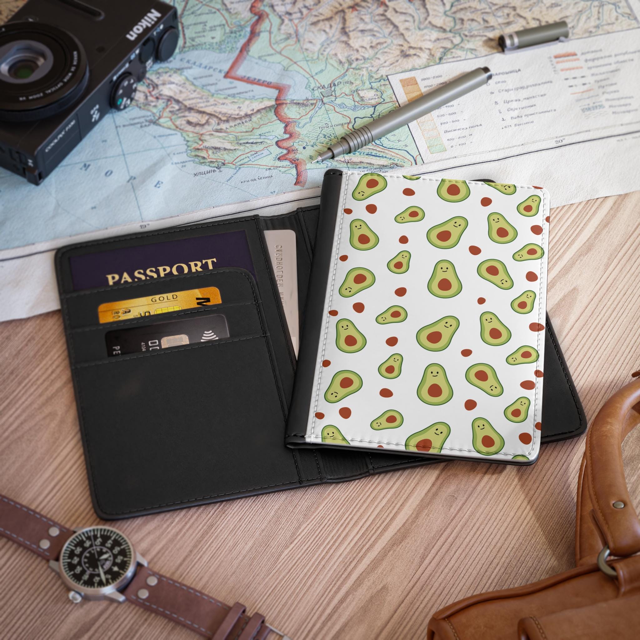 Playful Avocado Passport Cover | Travel Accessory, Gift for Travelers, Cute Passport Holder, Avocado Lover's Gift, Fun Travel Supplies