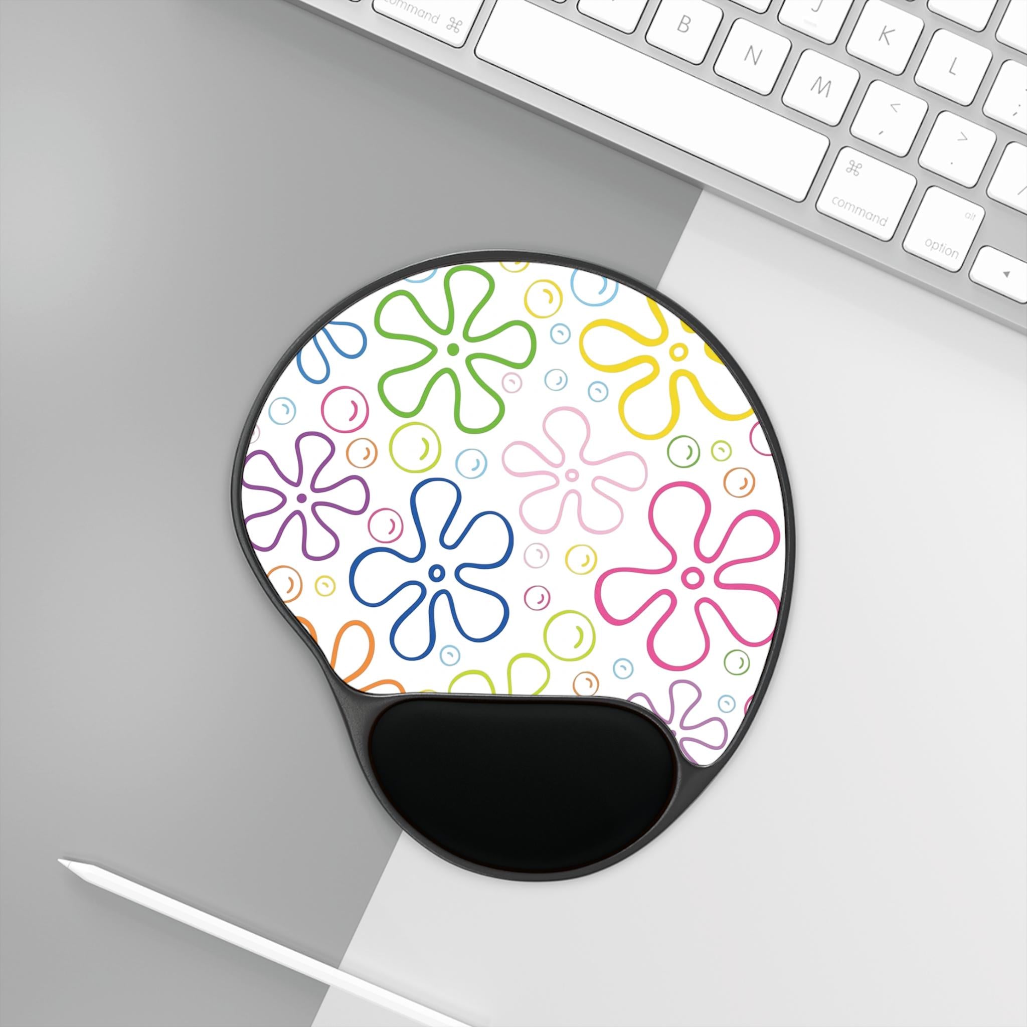 Colorful Floral Mouse Pad with Wrist Rest | Fun Desk Accessory for Home Office, Gamer Gift, Ergonomic Support, Cute Office Decor, [...]