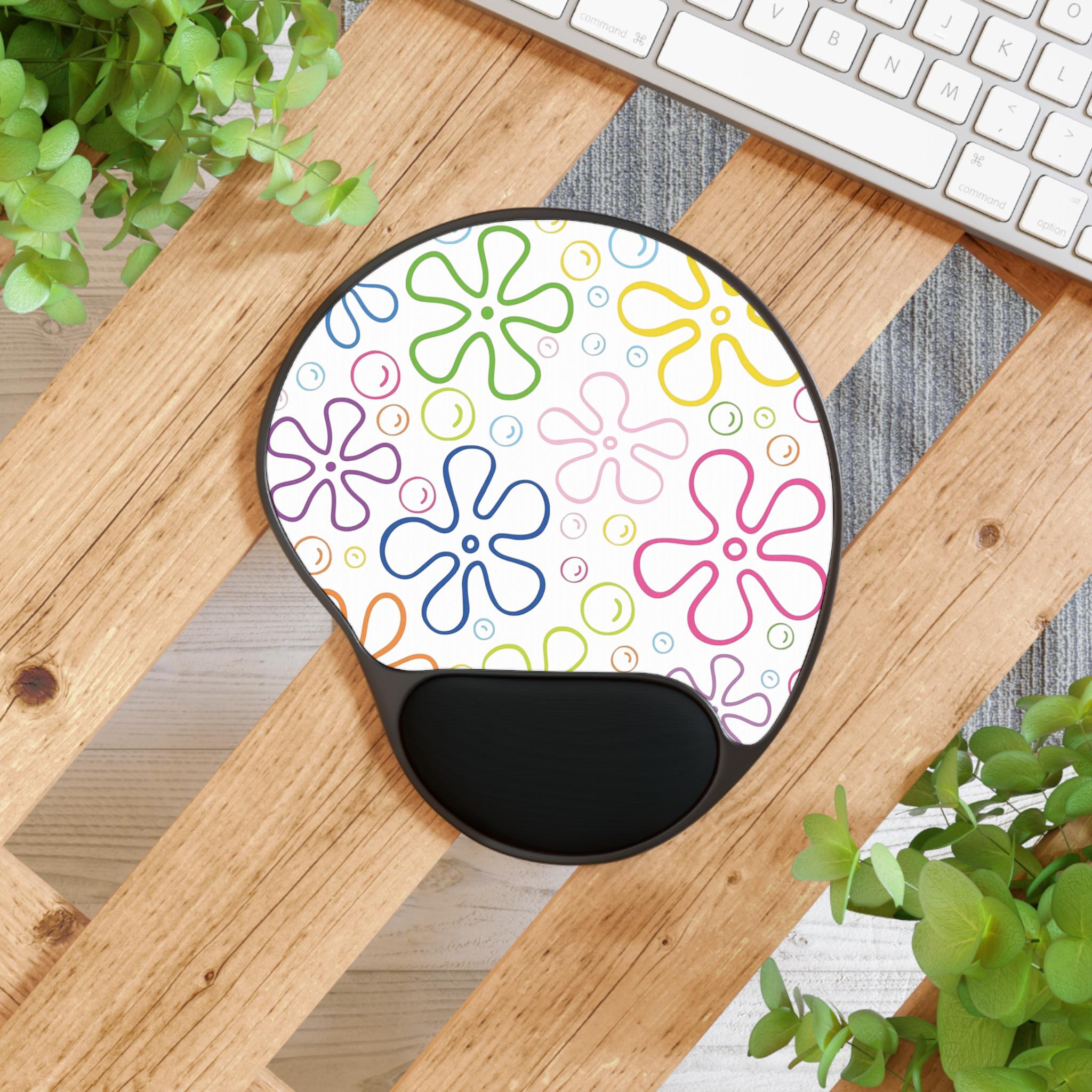 Colorful Floral Mouse Pad with Wrist Rest | Fun Desk Accessory for Home Office, Gamer Gift, Ergonomic Support, Cute Office Decor, [...]