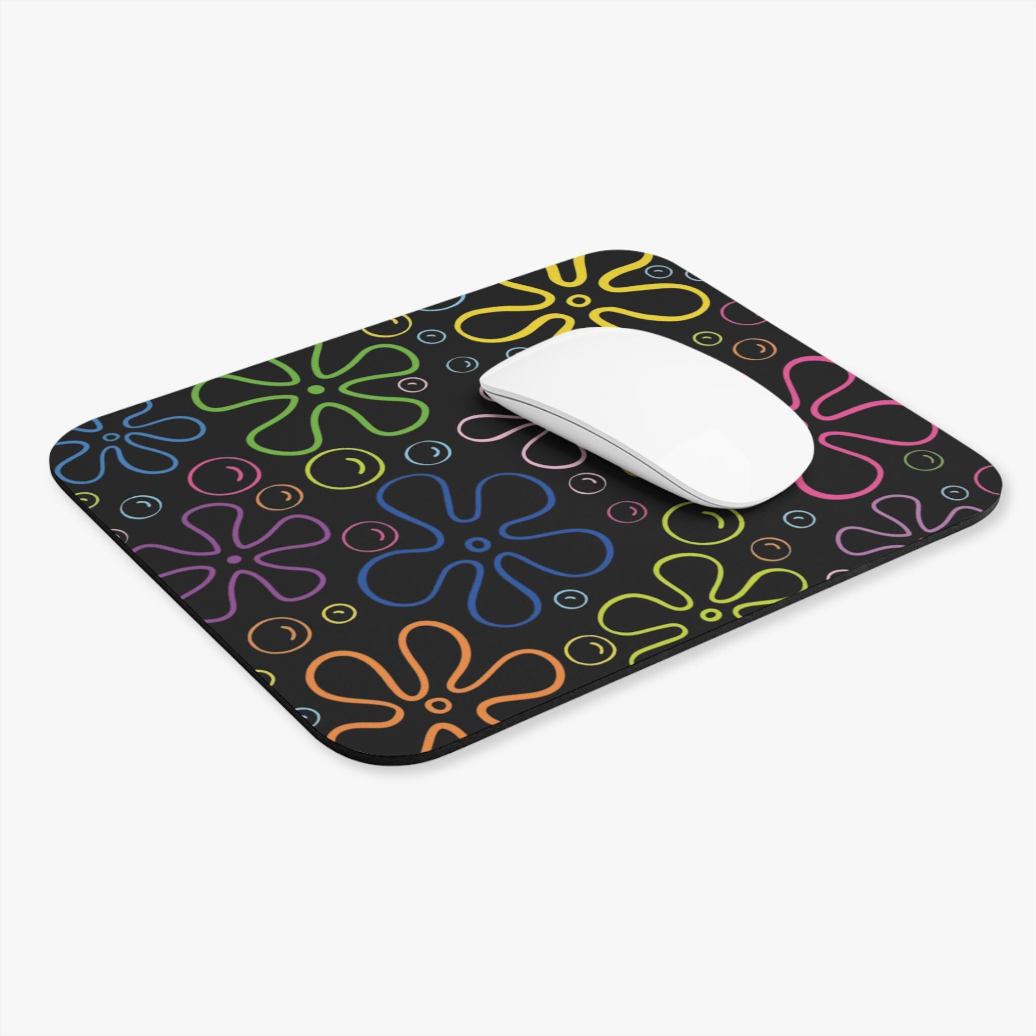 Colorful Flower Mouse Pad, Funky Desk Accessory, Office Decor, Floral Gaming Mat, Bright Computer Pad, Gift for Students