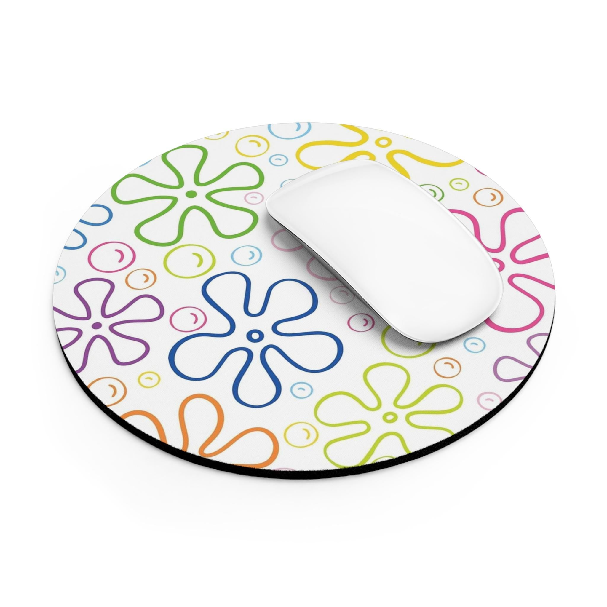 Colorful Floral Mouse Pad, Trendy Desk Accessory, Office Decor, Computer Gift, Cute Mouse Mat for Home or Work