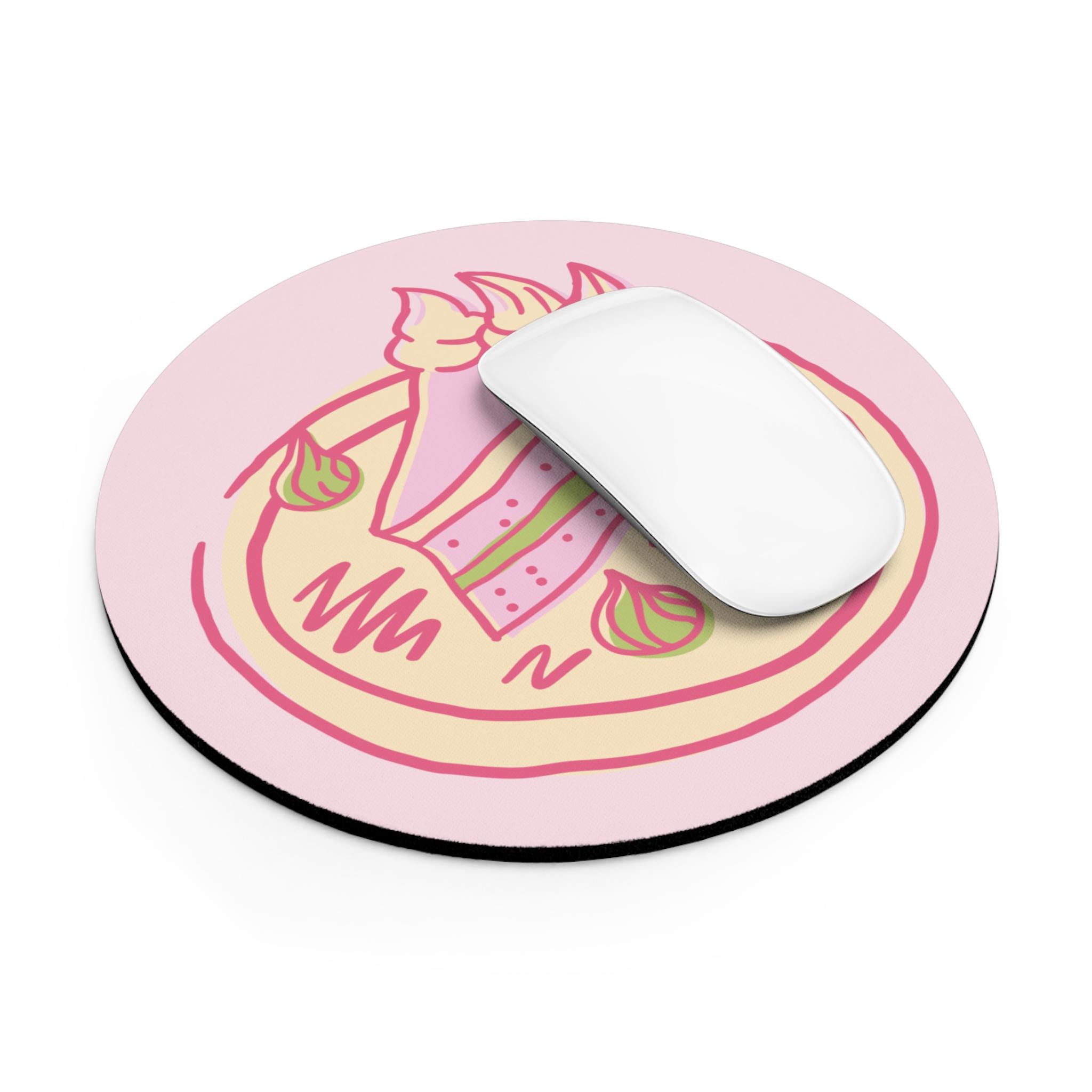 Cute Cake Design Mouse Pad for Home Office, Pink Aesthetic Desk Accessory, Gift for Bakers, Birthday, Sweet Treats Decor